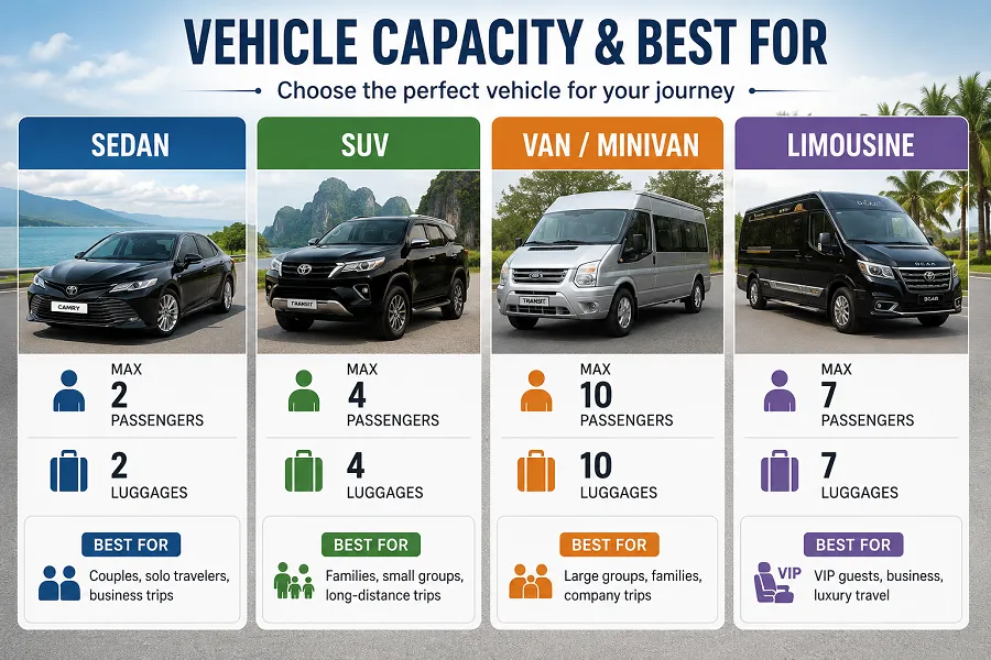 Vehicle Capacity - Best Hue City Tour