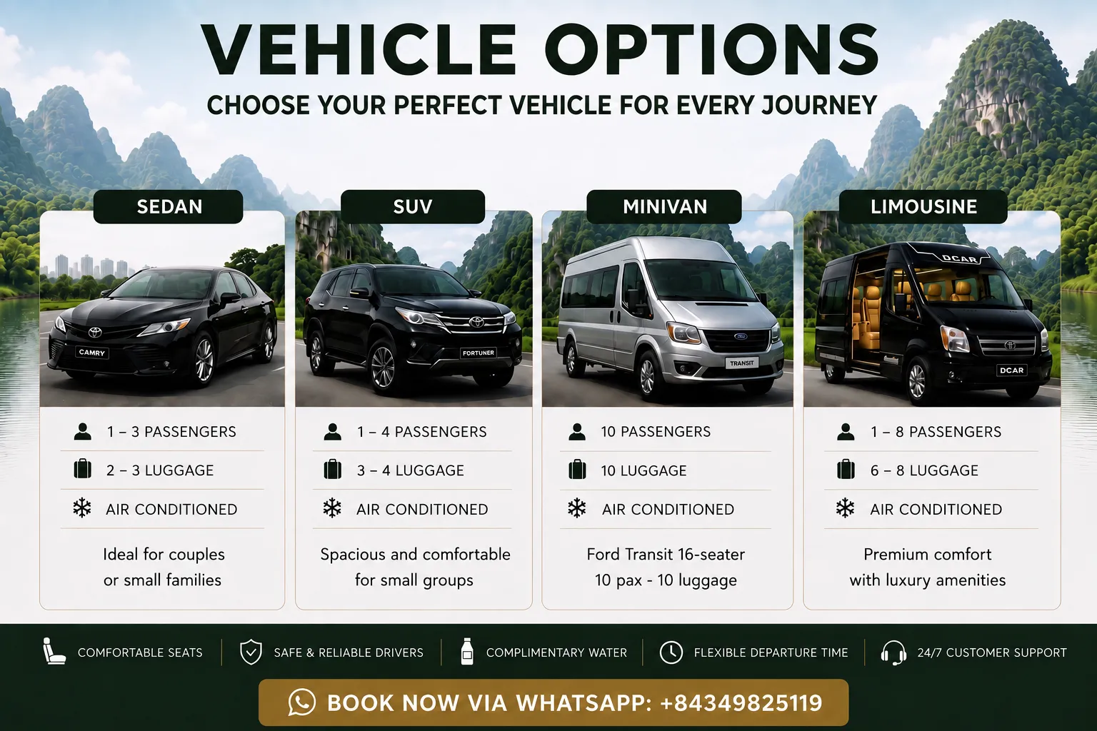 Vehicle Options - Best Hue City Tour