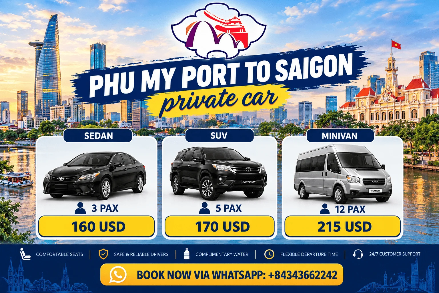 Phu My Port to Saigon private car - Best Hue City Tour